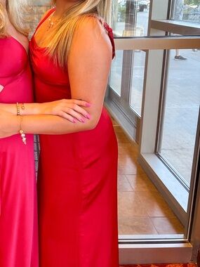 Princess Polly Red Satin Midi Dress with Tie Straps